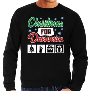 Foute Kersttrui Christmas for dummies zwart voor heren