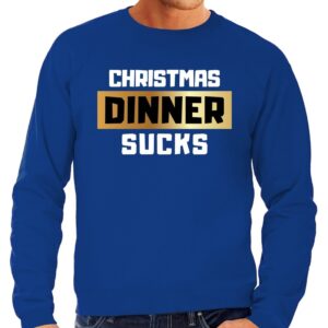 Foute Kersttrui Christmas dinner sucks blauw voor heren