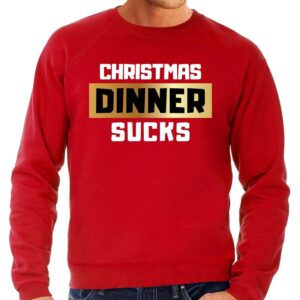 Foute Kersttrui Christmas dinner sucks rood voor heren